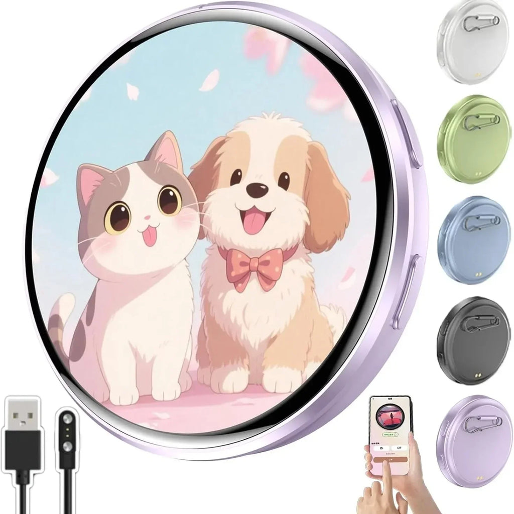 E-Badge Dynamic — 1.7" LED Display Pin with Bluetooth App Control