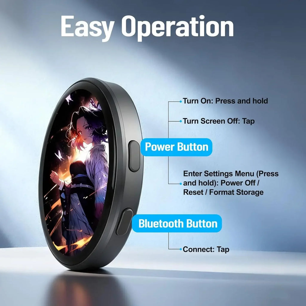 Cyber Badge — 1.7" HD Touch Screen LED Display Pin with Video & Bluetooth