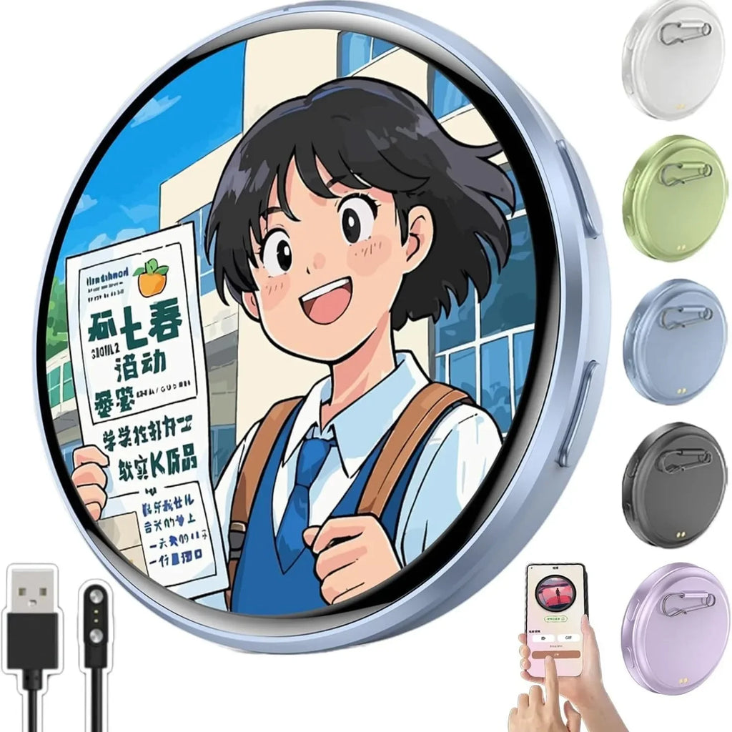 Cyber Badge — 1.7" HD Touch Screen LED Display Pin with Video & Bluetooth