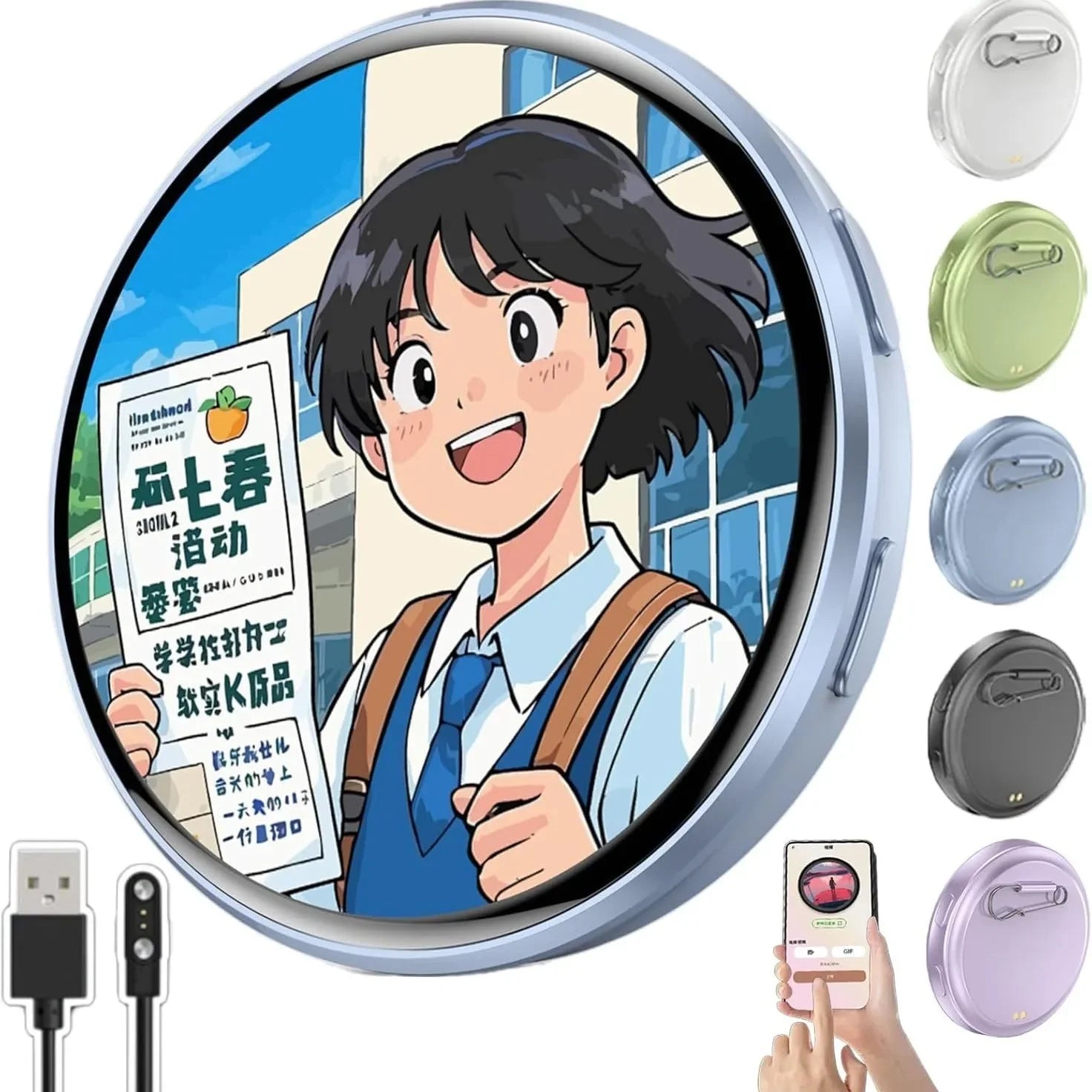 Cyber Badge — 1.7" HD Touch Screen LED Display Pin with Video & Bluetooth
