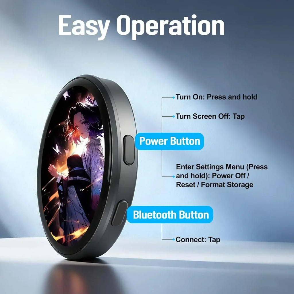 E-Badge Dynamic — 1.7" LED Display Pin with Bluetooth App Control