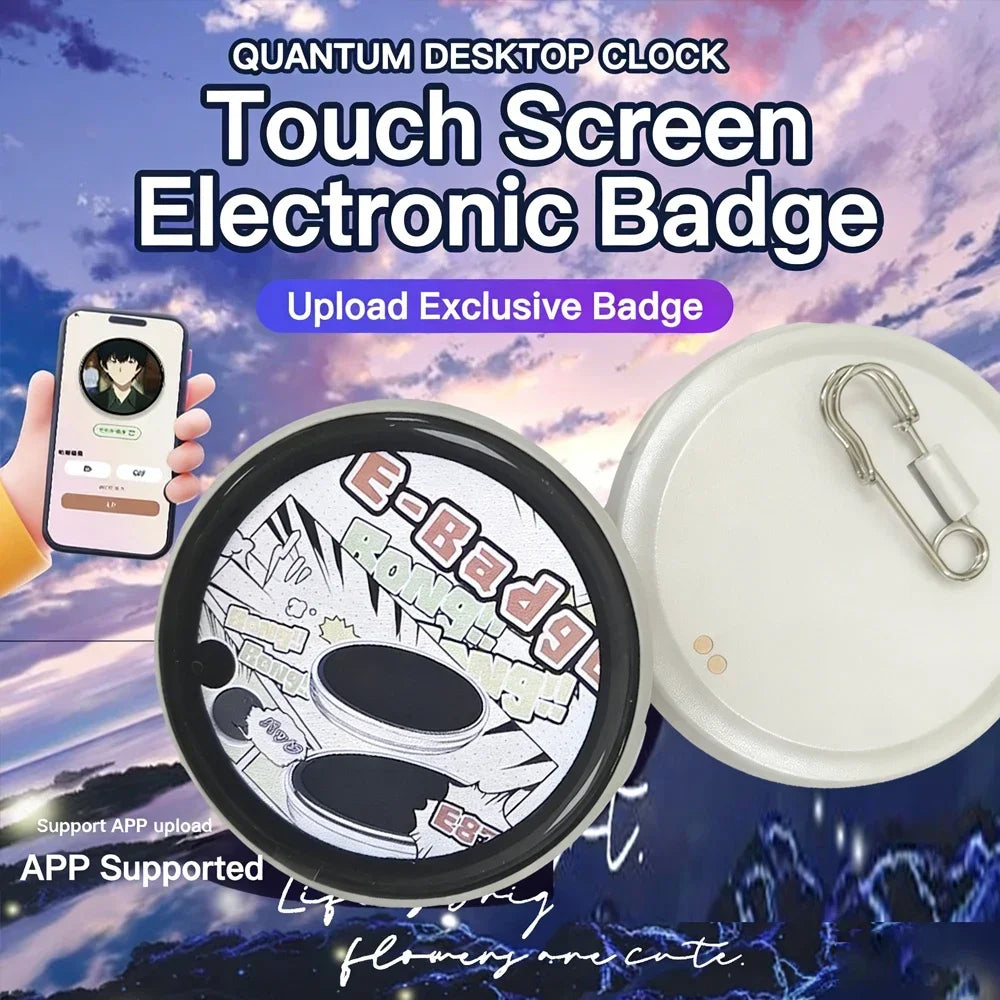 E-Badge Dynamic — 1.7" LED Display Pin with Bluetooth App Control